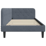 Corner Bed Frame with Headboard Dark Grey 100 x 200 cm Velvet 42016617