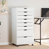 Rolling Cabinet with Drawers MOSS White Solid Wood Pine 355898