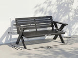 2 Seater Wooden Garden Bench, Slatted Patio Bench with Armrest and Backrest, Black T3398P551625