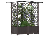 Raised Bed with Trellis and Roof Brown 122 x 40 x 141 cm PP 42032512