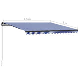 Manual Retractable Awning 450x300 cm Blue and White 3055194