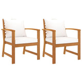 Garden Chairs 2 pcs with Cream Cushions Solid Wood Acacia 318340