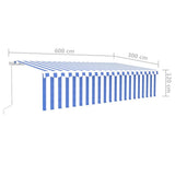Manual Retractable Awning with Blind 6x3m Blue&White 3069356