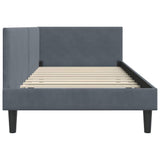 Corner Bed Frame Dark Grey 100 cm x 200 cm Velvet 42016237