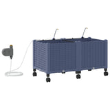 Garden Planter with Irrigation&Wheels 2 pcs Grey PP 3422996