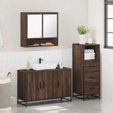 3 Piece Bathroom Furniture Set Brown Oak Engineered Wood 3301044