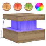 Coffee Table with LED Lights Artisian Oak 50x50x40 cm 857713