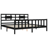 Bed Frame without Mattress Black 200x200 cm Solid Wood Pine 3192580
