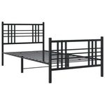 ZNTS Metal Bed Frame without Mattress with Footboard Black 90x190cm 376334