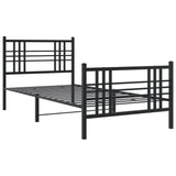 ZNTS Metal Bed Frame without Mattress with Footboard Black 90x190cm 376334