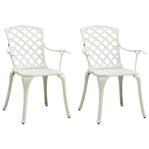 ZNTS Garden Chairs 2 pcs Cast Aluminium White 315574