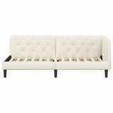Corner Bed Frame with Headboard Cream 80 x 200 cm Velvet 42016593