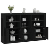 Sideboard Black Engineered wood, glass Large Sideboard 3209171