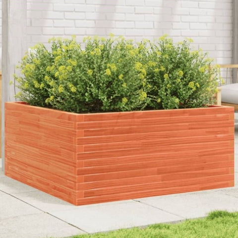 ZNTS Garden Planter Wax Brown 100x100x46 cm Solid Wood Pine 3282431