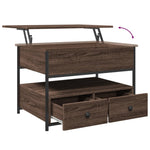 ZNTS Coffee Table Brown Oak 70x50x50 cm Engineered Wood and Metal 845385