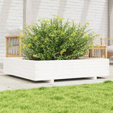 Garden Planter White 110x110x26.5 cm Solid Wood Pine 847324