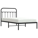 Bed Frame Black Powder-Coated Steel Single Bed Frame 352572
