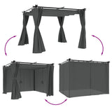 Gazebo with Curtains Anthracite 3x3 m Steel 4003918