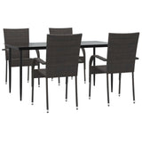 Garden Dining Set Brown PE Rattan Large Stackable 3156672