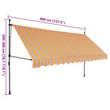 ZNTS Manual Retractable Awning with LED 400 cm Yellow and Blue 145854