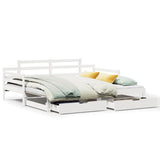 Daybed with Trundle and Drawers without Mattress White 90x200 cm 3302238