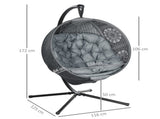 Round Egg Basket Chair, with Steel Stand, Charcoal Grey T3398P314771