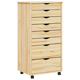 Rolling Cabinet with Drawers MOSS Clear Varnish Solid Pine wood 42032403