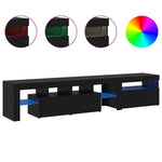 TV Cabinets 2 pcs with LED Lights Black Oak Engineered Wood 3332518