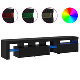 TV Cabinets 2 pcs with LED Lights Black Oak Engineered Wood 3332518