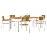 Outdoor Dining Set 7 pcs Solid Acacia Wood and Stainless Steel 3334795