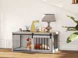 98cm Dog Crate Furniture with Removable Cushion for Large Dogs - Grey T3398P376382
