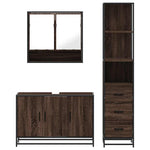 ZNTS 3 Piece Bathroom Furniture Set Brown Oak Engineered Wood 3301164