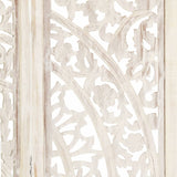Hand carved 3-Panel Room Divider White 120x165 cm Solid Mango Wood 285336