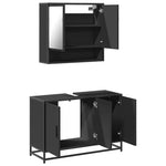 ZNTS 2 Piece Bathroom Furniture Set Black Engineered Wood 3300920