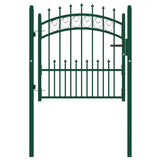 Fence Gate EMMEN with Spikes Steel 104x97 cm Green 146383