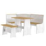 ZNTS 3 Piece Dining Set REINE Honey Brown and White Solid Wood Pine 3096570