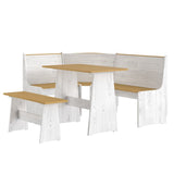 ZNTS 3 Piece Dining Set REINE Honey Brown and White Solid Wood Pine 3096570