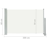 Patio Retractable Side Awning 60x300 cm Cream 48353
