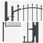 Fence Gate with Spikes Grey 150 x 100 cm Powder-coated steel 42009019