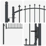 Fence Gate with Spikes Grey 150 x 100 cm Powder-coated steel 42009019