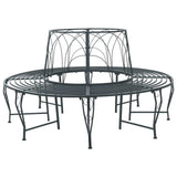 Tree Bench 8-Seater 160 x 89 cm Steel Silver Grey Round 42029513