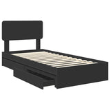Storage Bed with Headboard Black 75 x 190 cm Engineered Wood 3412326
