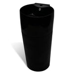 ZNTS Ceramic Stand Bathroom Sink Basin Faucet/Overflow Hole Black Round 141943