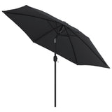 Garden Parasol Black Polyester fabric, Steel pole and ribs Medium 47126