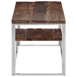Coffee Table Silver Stainless Steel and Solid Wood Sleeper 350021