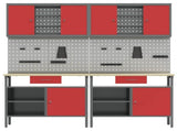 Work Bench Set 8 pcs Red and Grey Powder-Coated Steel 3321497