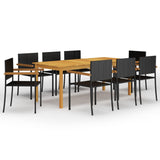 ZNTS 9 Piece Garden Dining Set Black 3067902