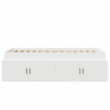 Storage Bed Frame White 100 x 200 cm Engineered wood 3335181