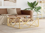 Coffee Table 80x80x40 cm Stainless Steel and Glass 349970