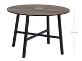 85cm Dining Room Table, Industrial Style Kitchen Table Round with Steel Legs, Rustic Brown T3398P344455